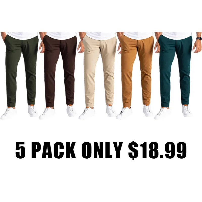 Men’s Slim Fit Stretch Golf Pants 10-Pack – All Colors Included