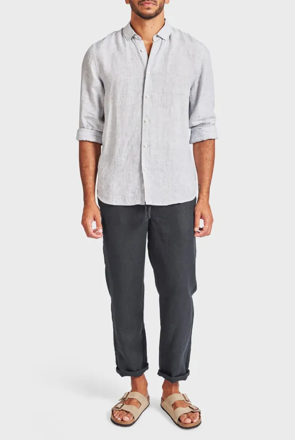 Solid Color Linen Tapered Trousers