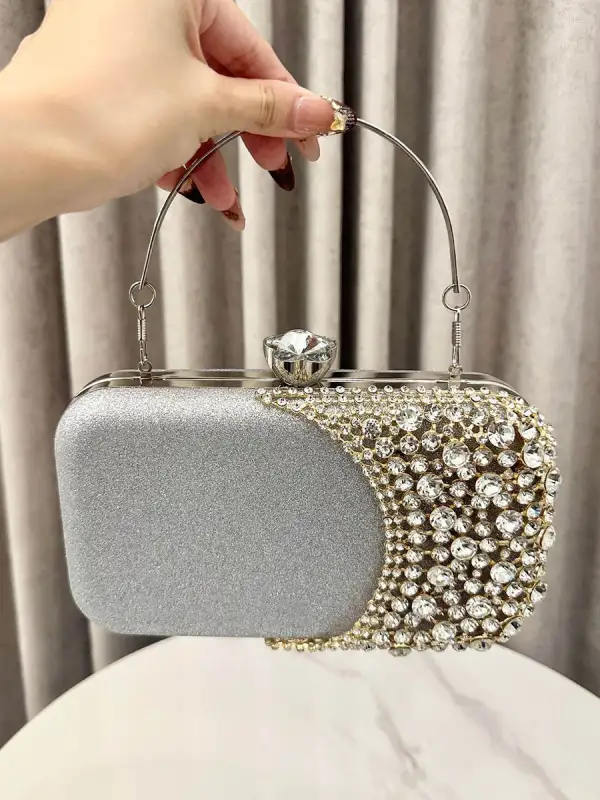 Asymmetric Geometric Rhinestone Crossbody Bag