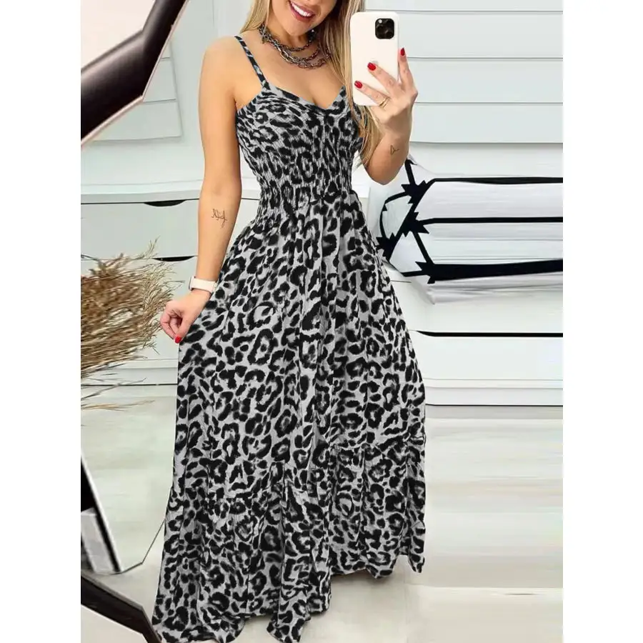 Full Size Print Spaghetti Strap Maxi Dress Plus Size