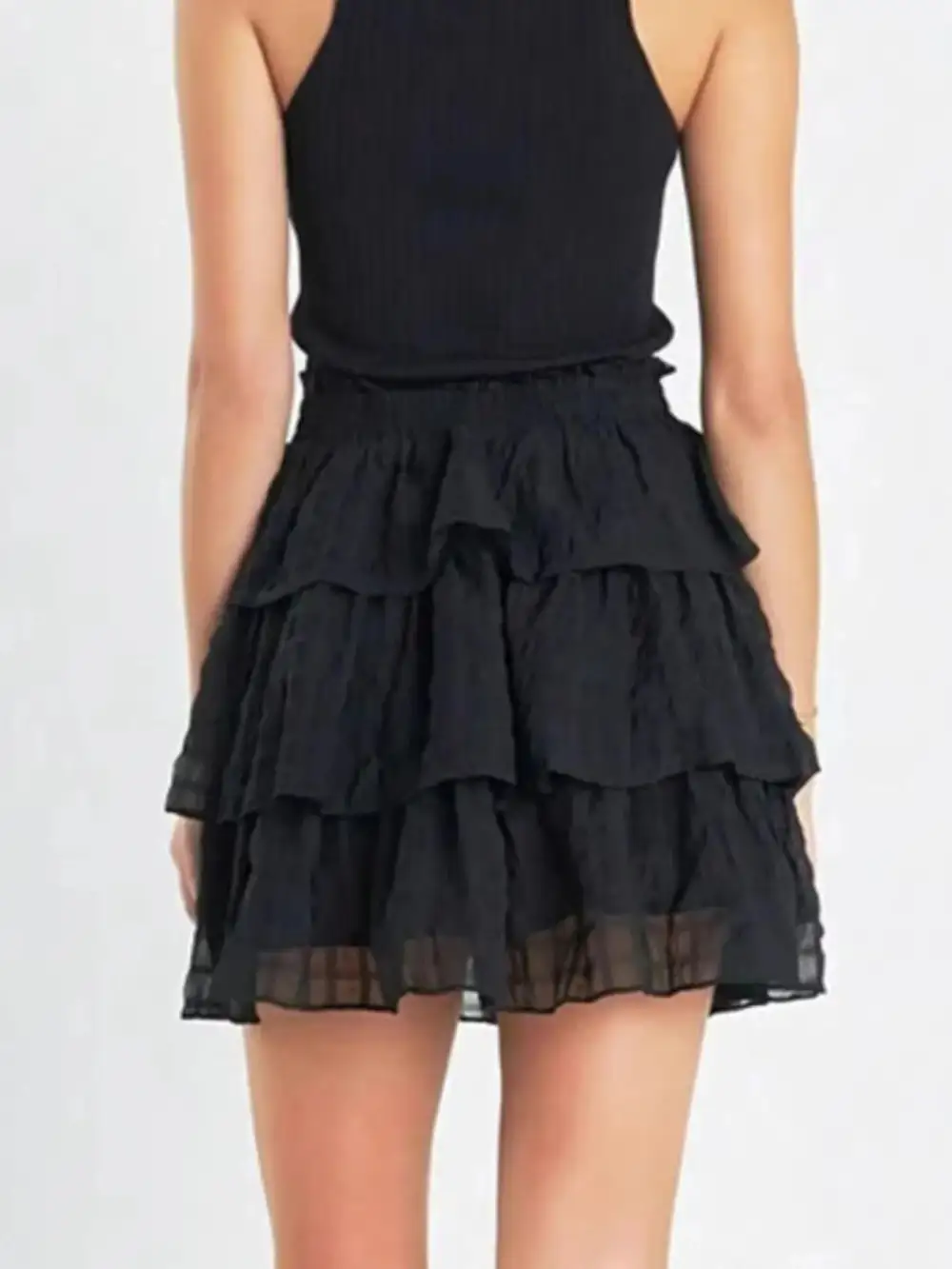 Smocked Waist Ruffle Layered Mini Skirt