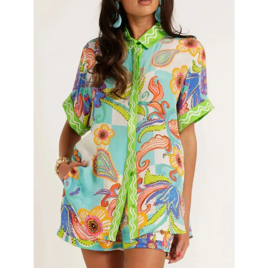 Everyday Button Up Half Sleeve Top and Shorts Set