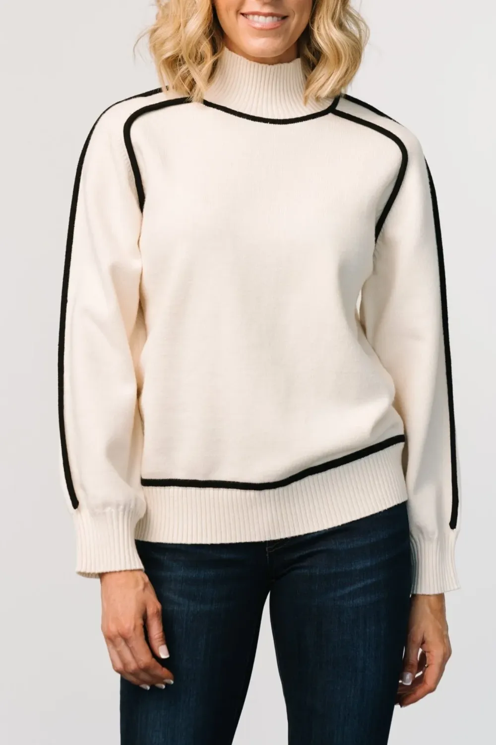 Mature Intellectual Temperament High-Neck Top