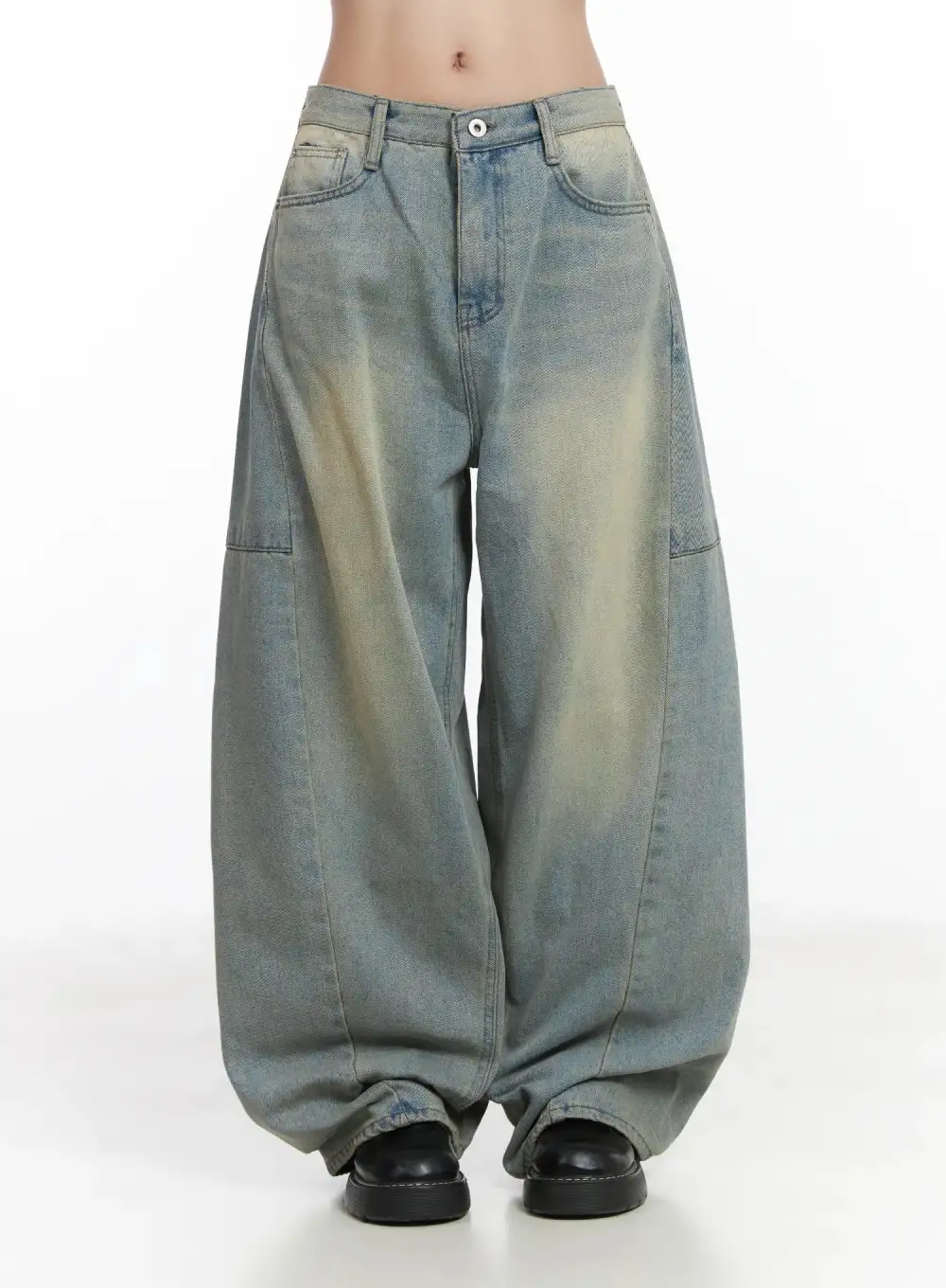 Wide-Fit Pocketed Casual Wide Leg Jeans