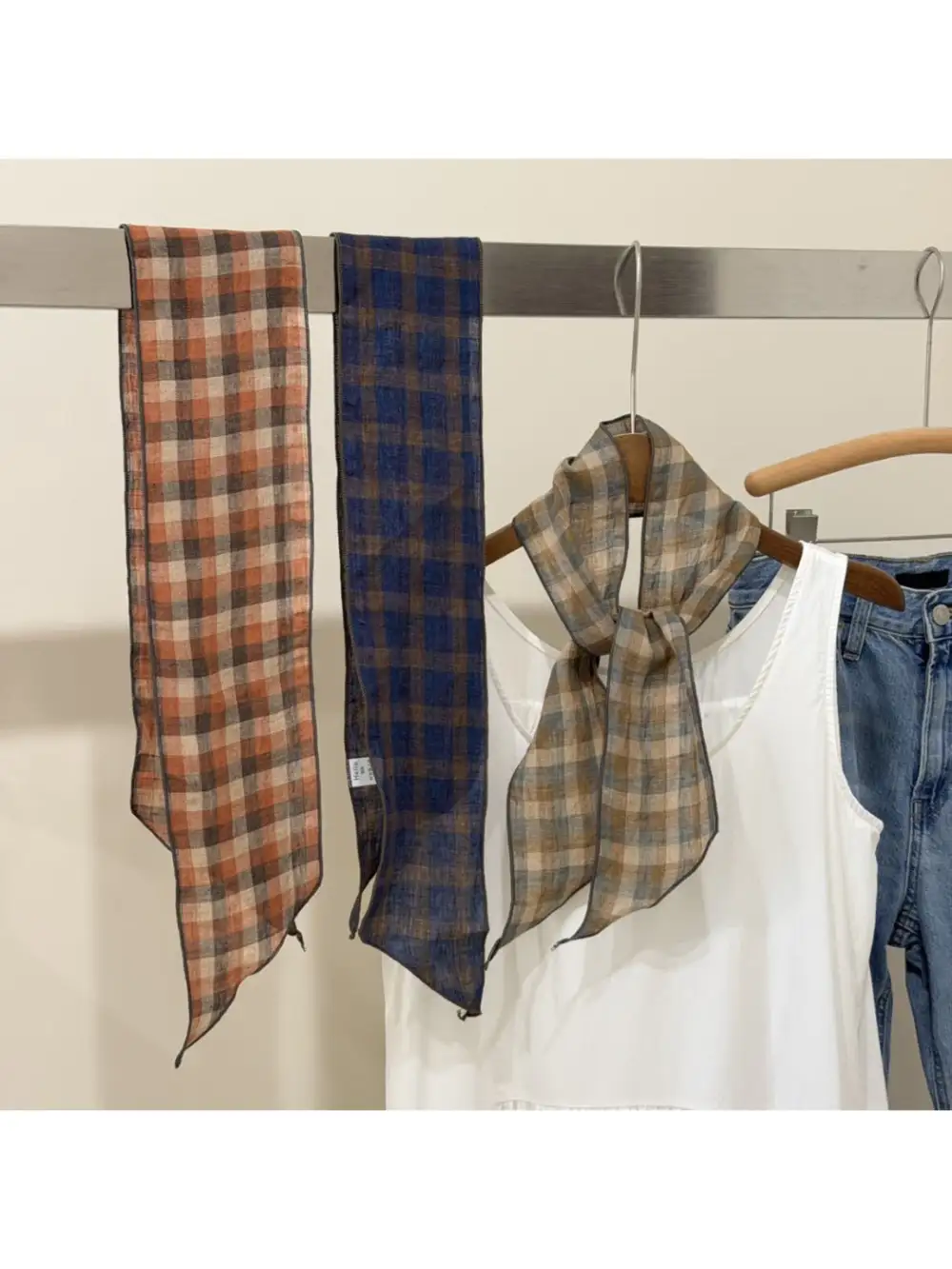 Classic Plaid Slim Skinny Scarf
