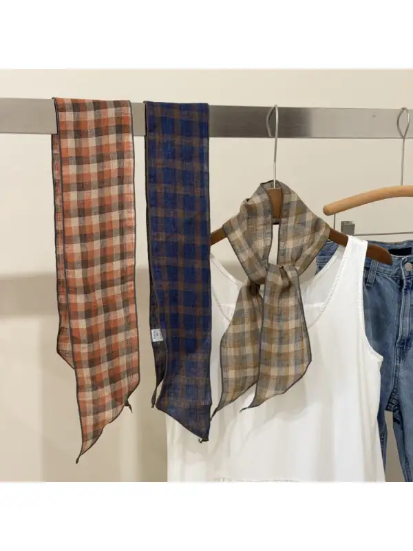 Classic Plaid Slim Skinny Scarf