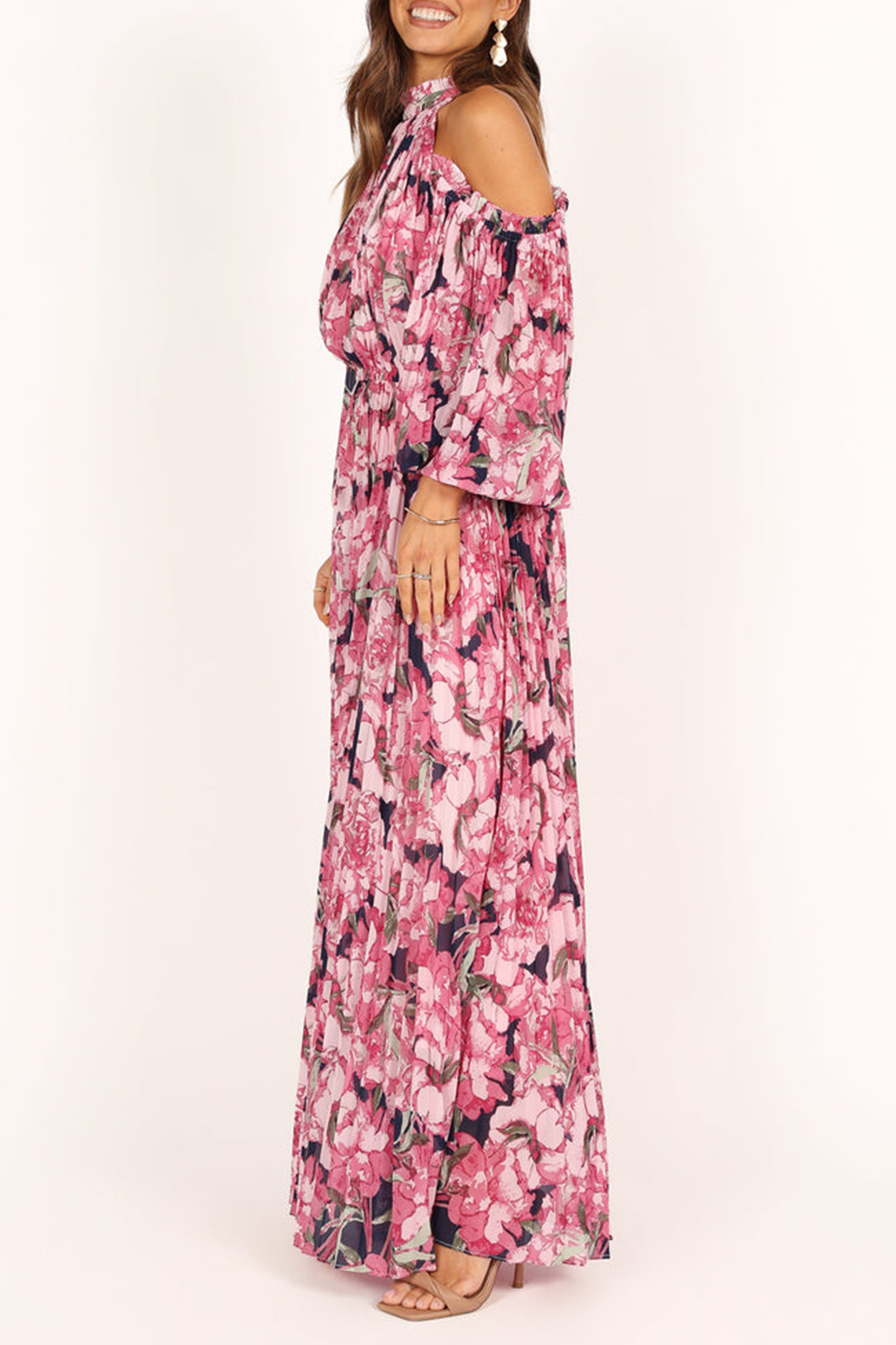 OFF-THE-SHOULDER TRUMPET SLEEVE DRESS