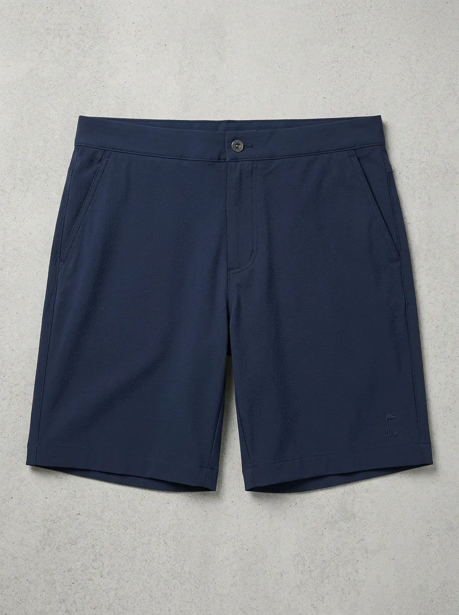 Flag-Motif Embroidered Golf Athletic Shorts