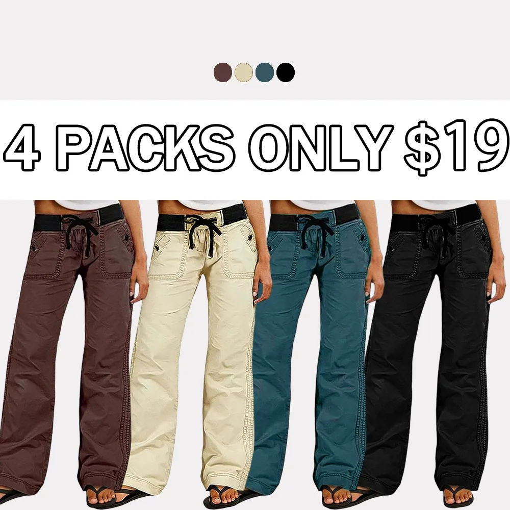 Solid Seam Detail Drawstring Mid Rise Straight Leg Pants
