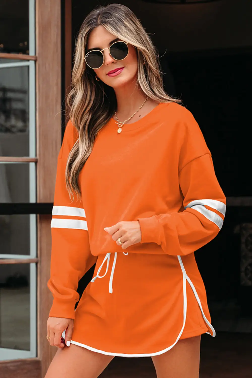 Curve Printed Varsity Detail Coordinated Set