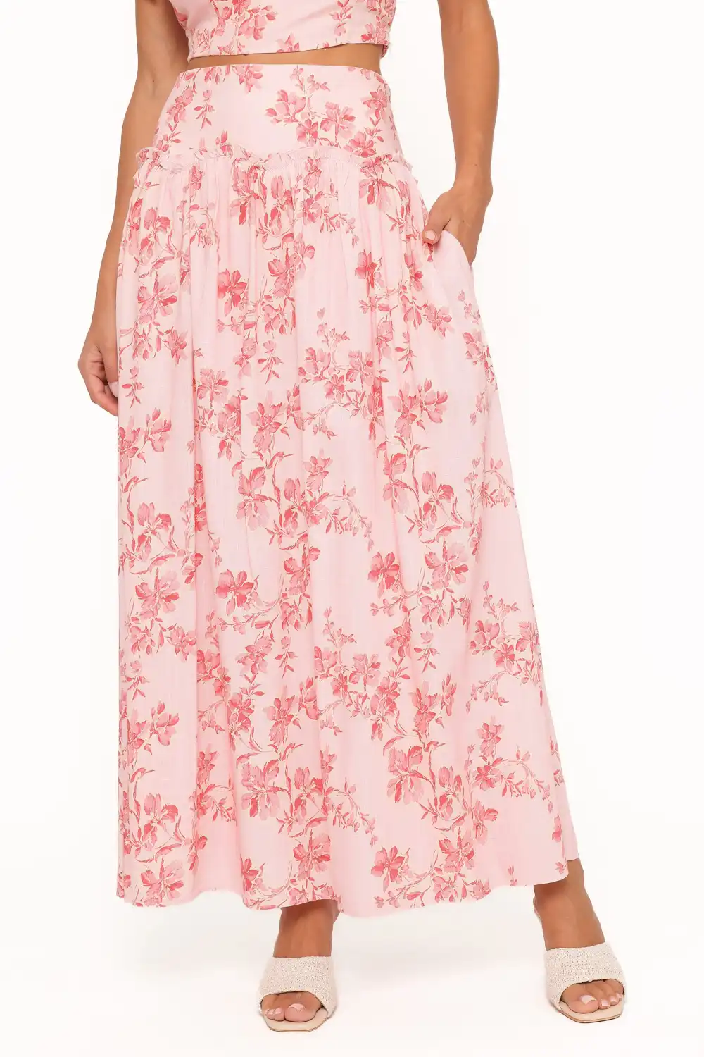 Floral Drop Waist High Rise Skirt