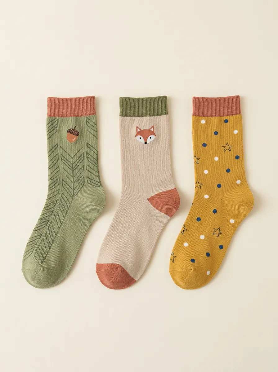 Classic Fox Women's Three-Pair Crew Socks