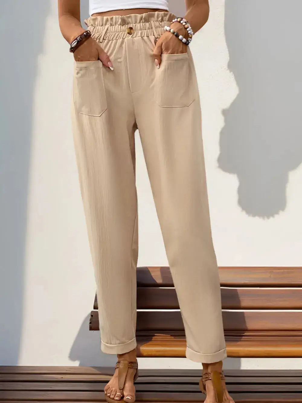 Clean High Waist Pocket Detail Pants