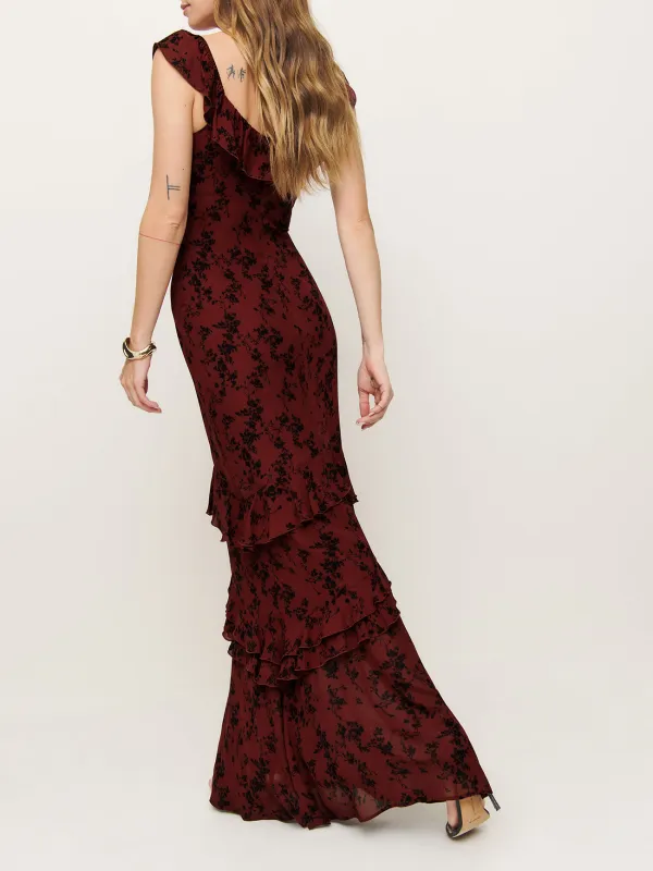 Floral Patterned Ruffled Maxi Dress