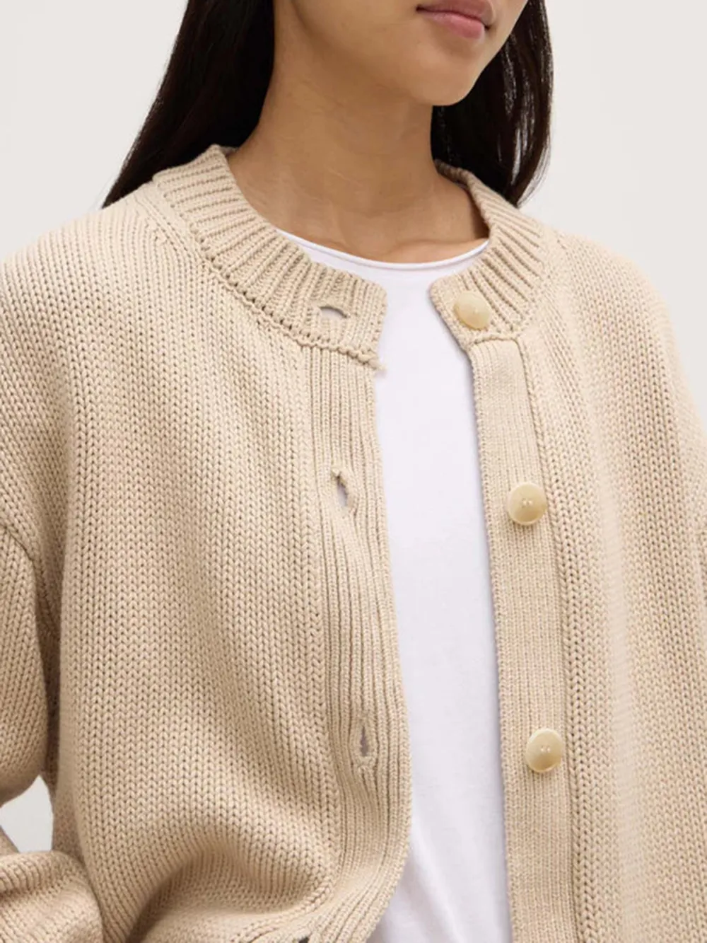 Casual Style Knit Cardigan Natural