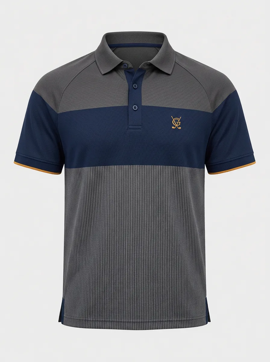 Men's Golf Lover VG Logo Embroidered Colorblock Polo Shirt
