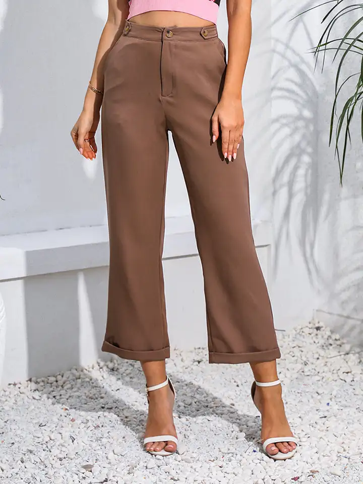 Straight Leg Pocket Detail Pants