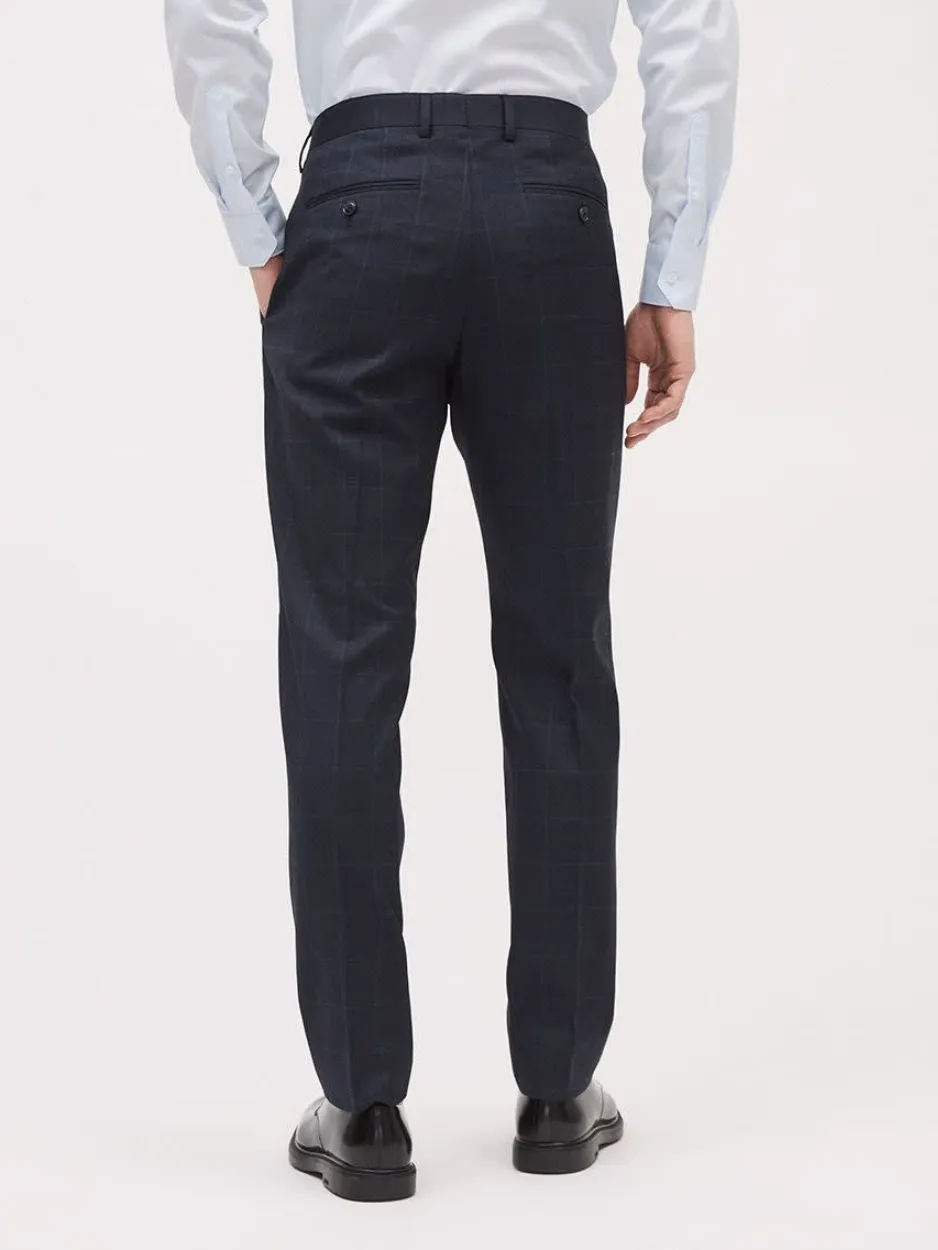 Commuting Style Navy Windowpane Suit Pant