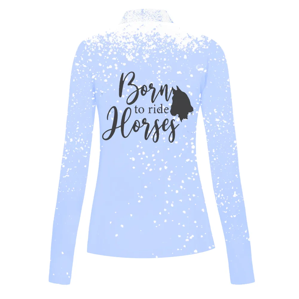Women's Riding Style Born To Riding Horse Print Long Sleeve Casual Lapel Shirt