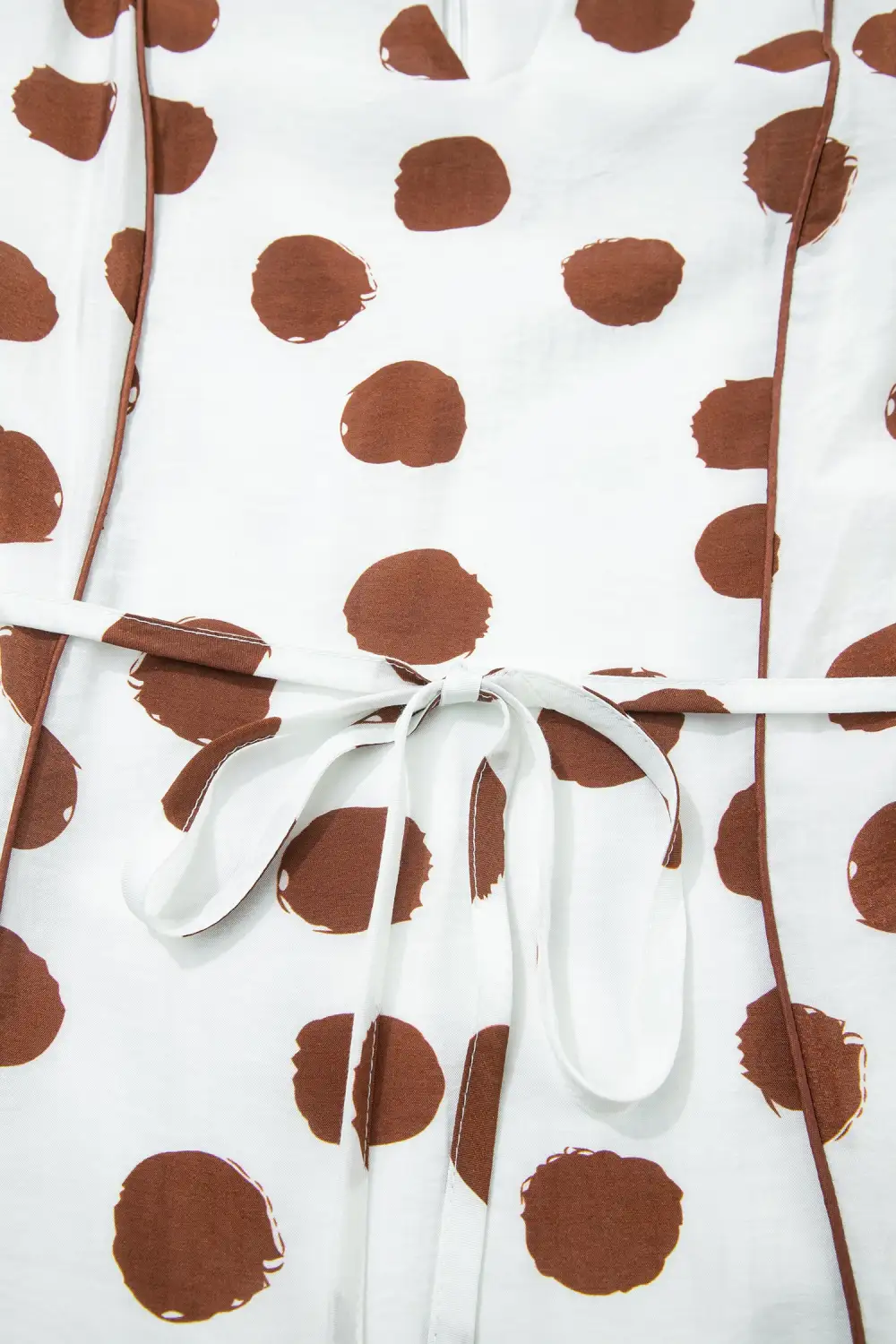 Polka Dot Printed V Neck Midi Dress