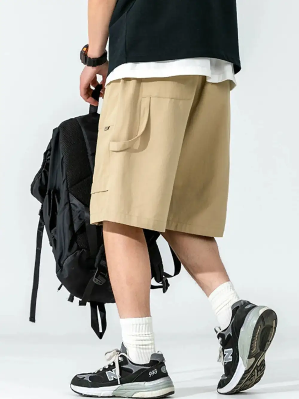 Clean Drawstring Cotton Blend Casual Shorts