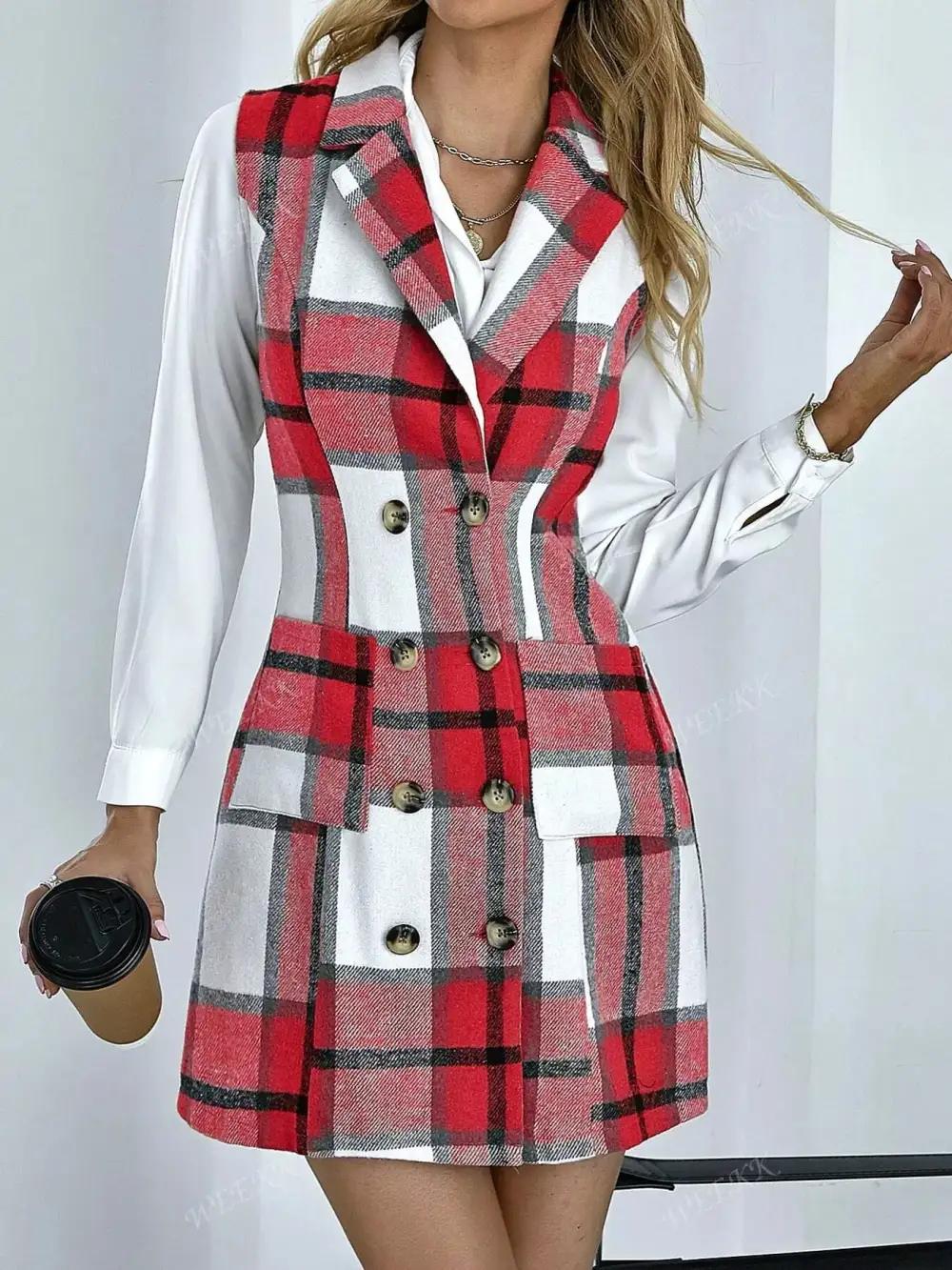 Plaid Sleeveless Dress Casual