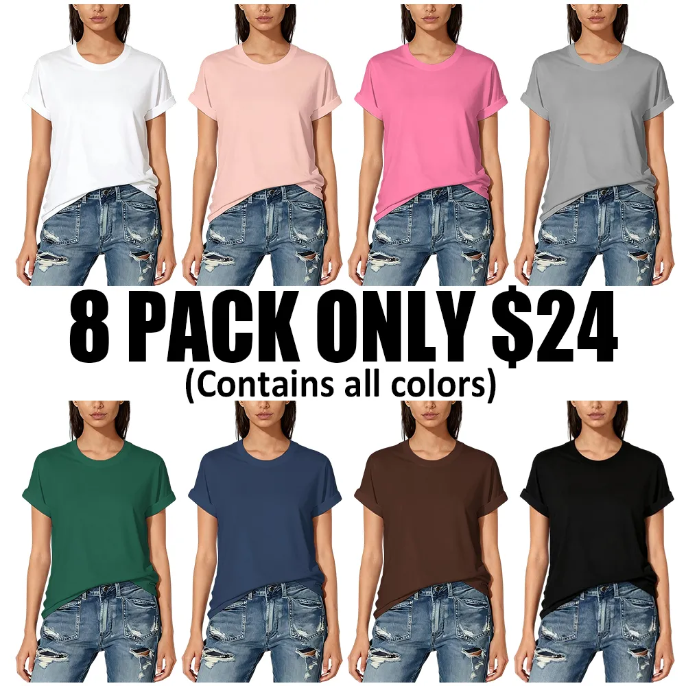 🔥Women's Short Sleeve T-Shirts Multipack-🔥8-Pack - All Colors Included