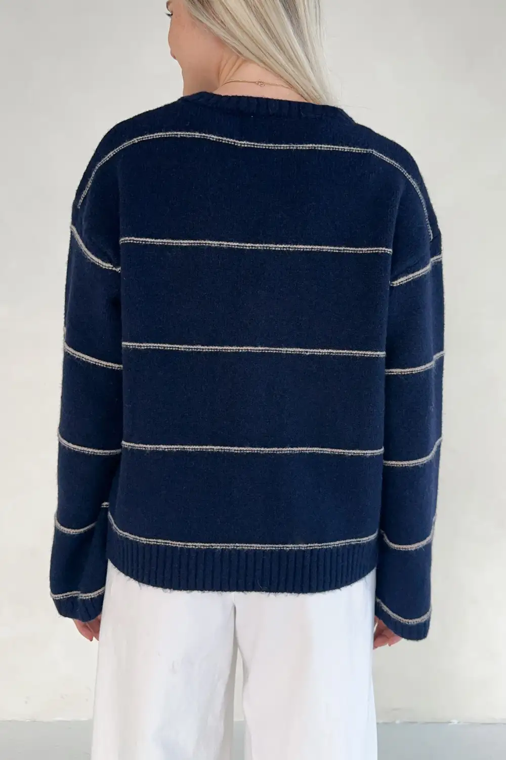 Knit Striped Button Front Cardigan