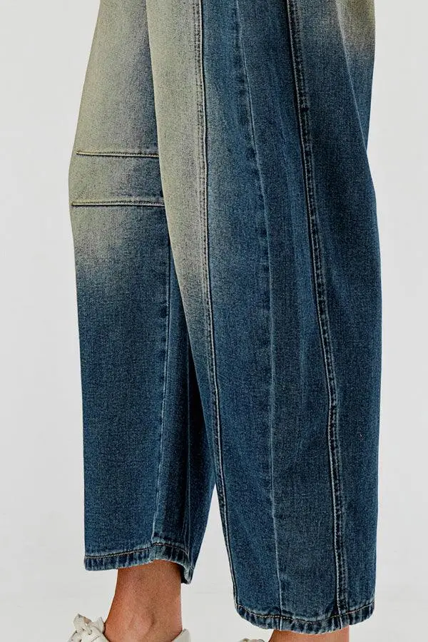 Mid Rise Barrel Denim Pants