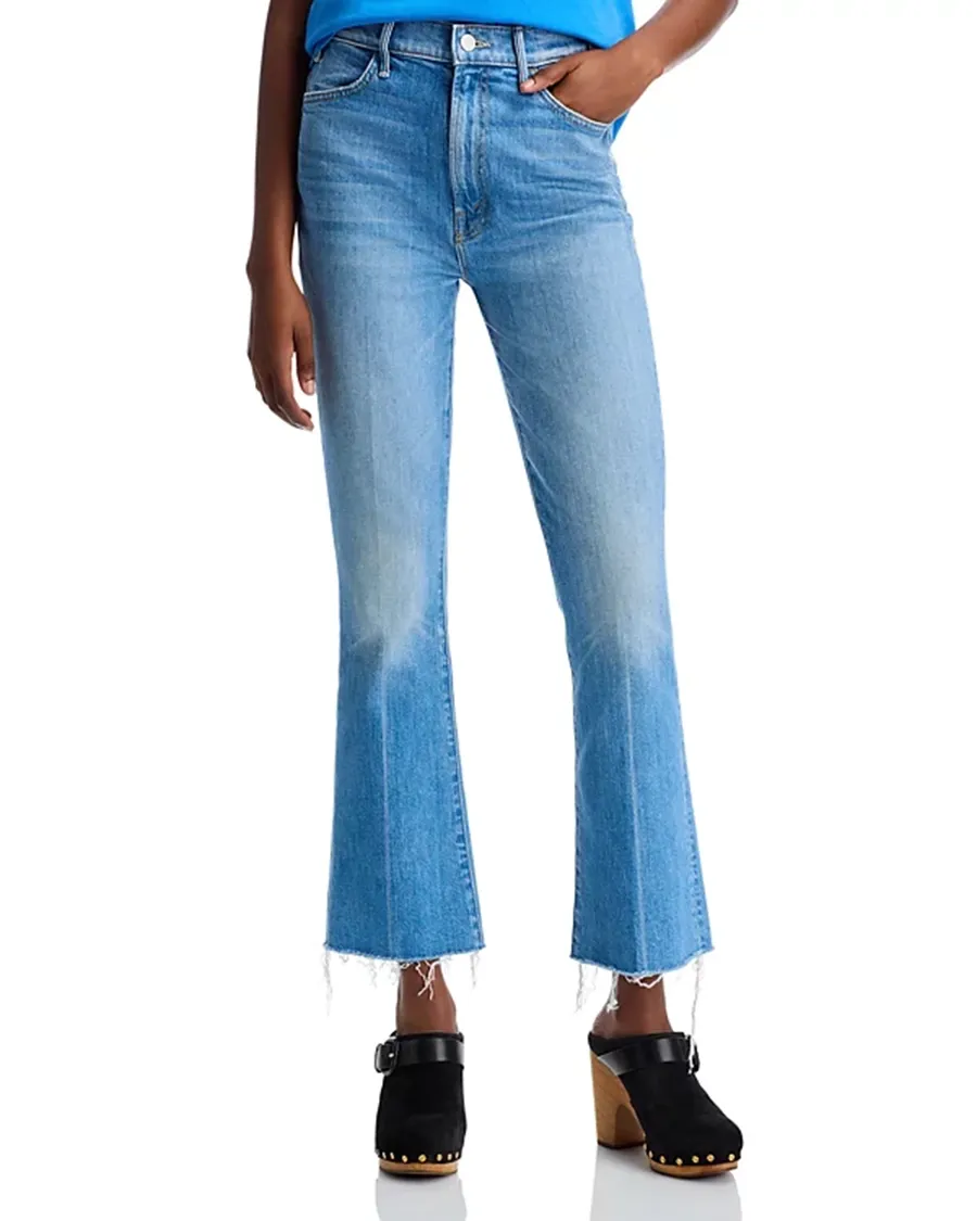 Belt Loops High Rise Flare Leg Ankle Jeans