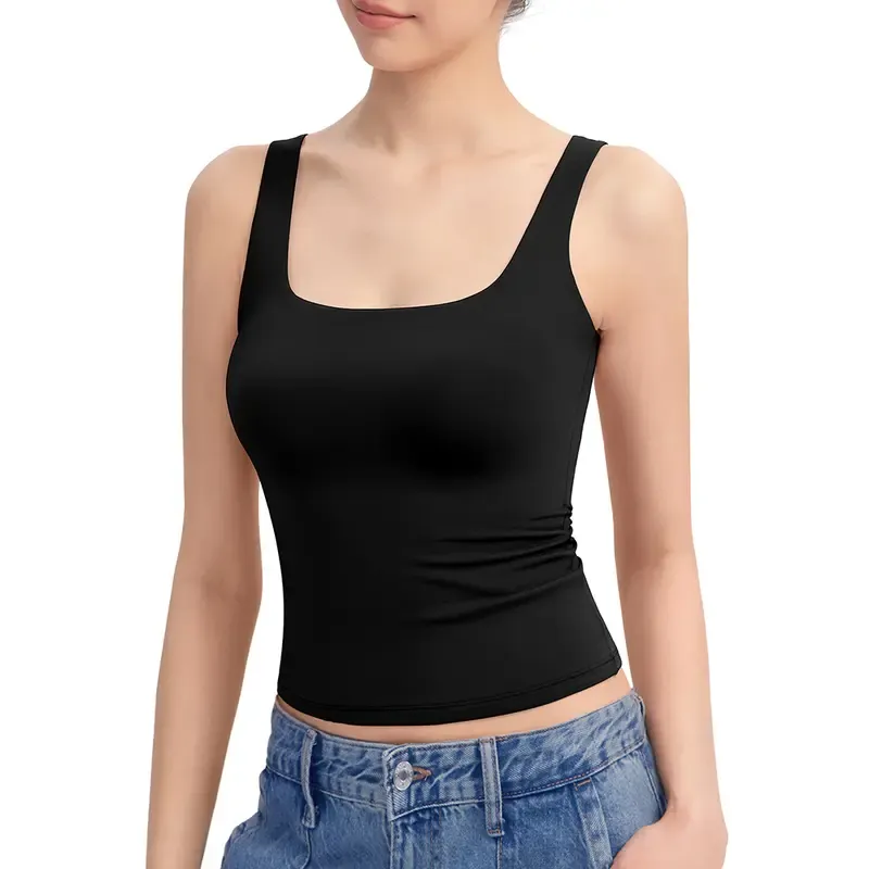 Women's Tank Top Sleeveless Double Lined Basic Tops