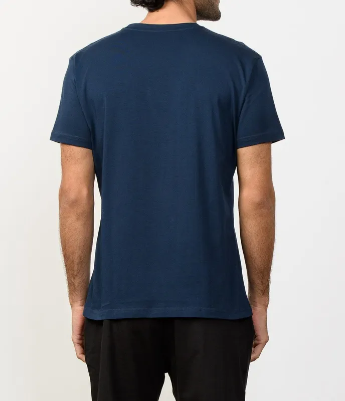 Deep Blue Cotton Crew Neck T-Shirt