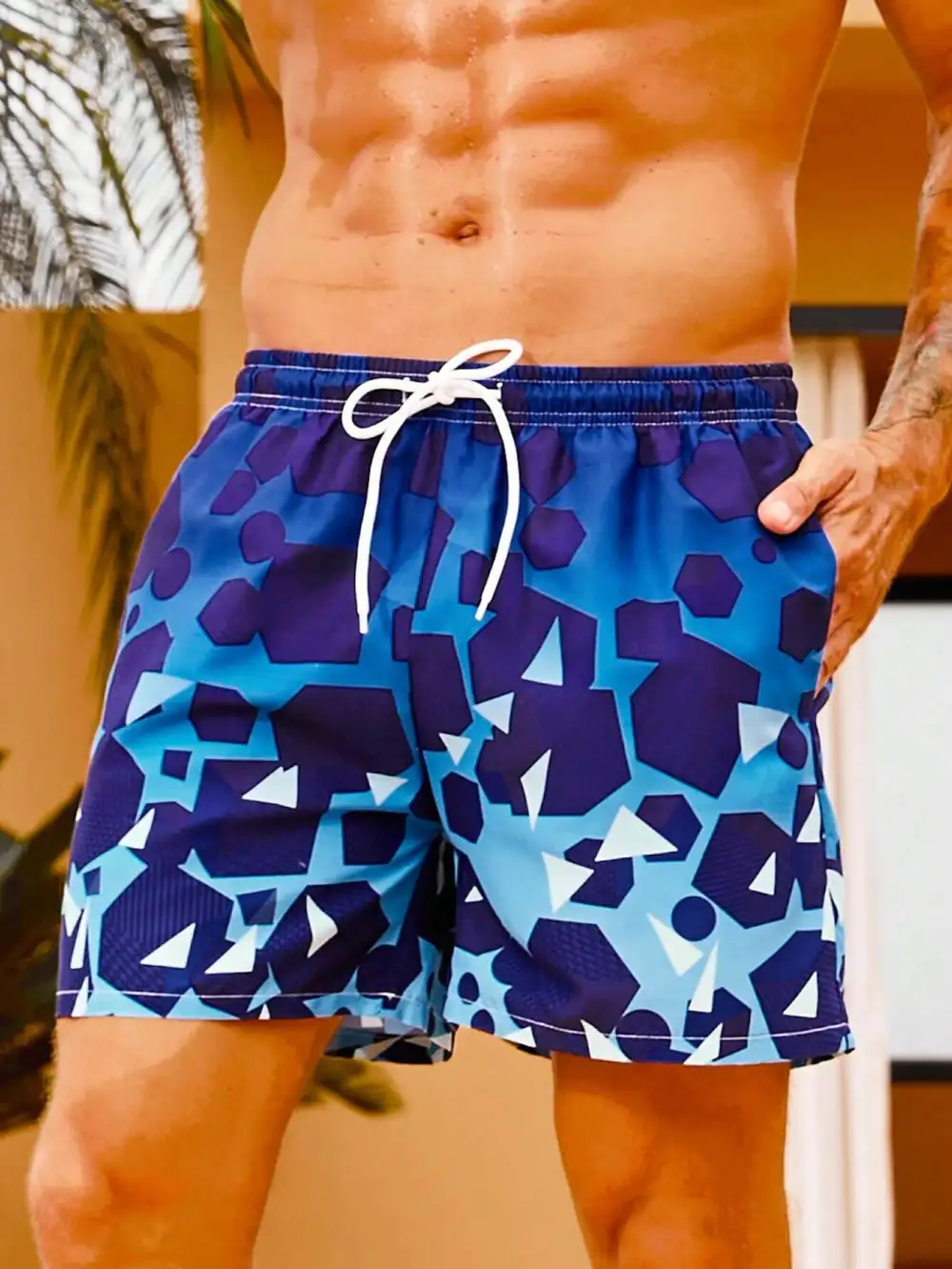 Men's Geo Print Swim Trunks