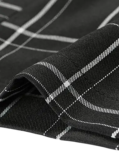 Women's Plaid Pants Elastic Waist Casual Work Office Long Trousers