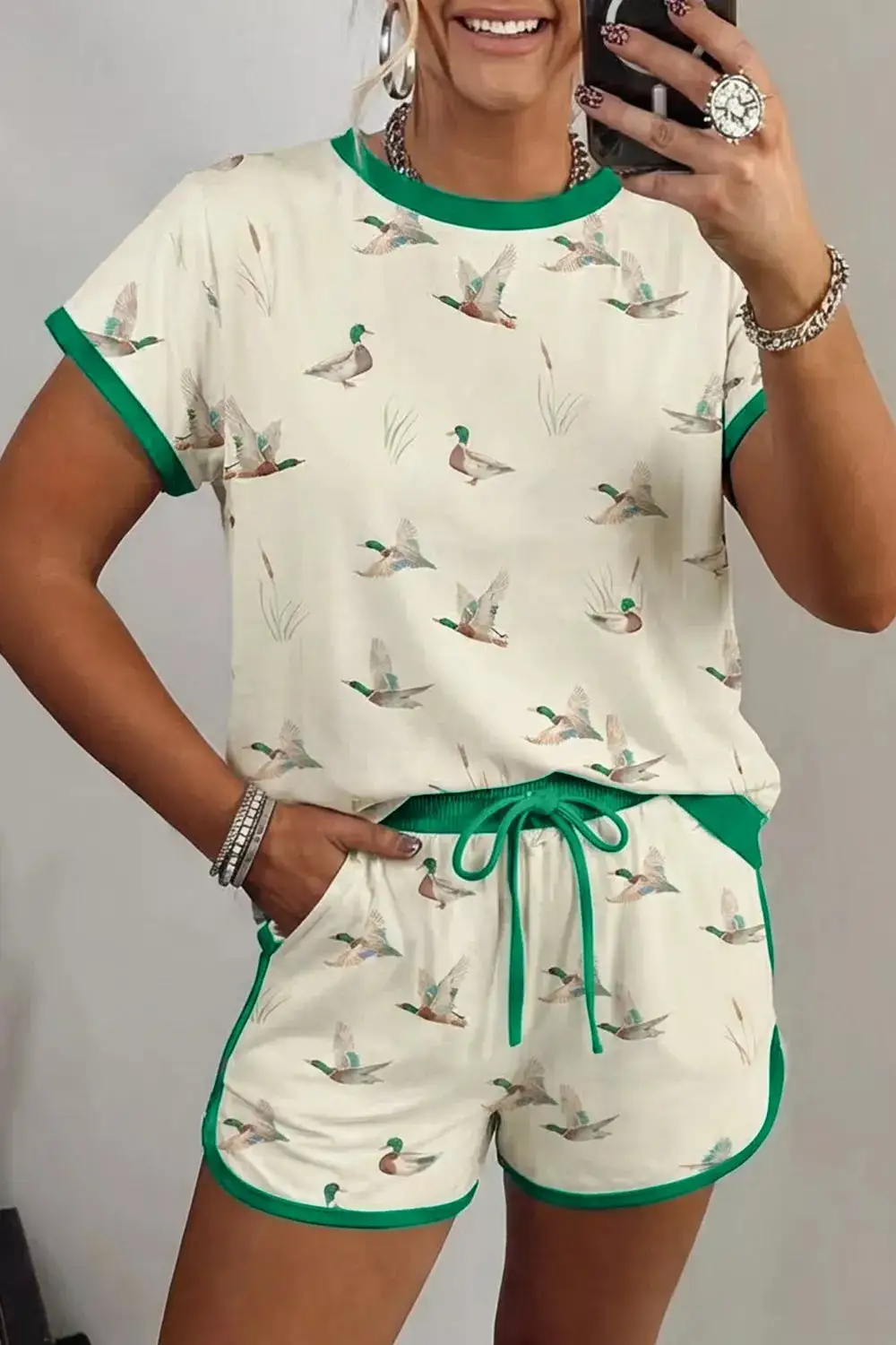 Mallard Printed Trim Short Set