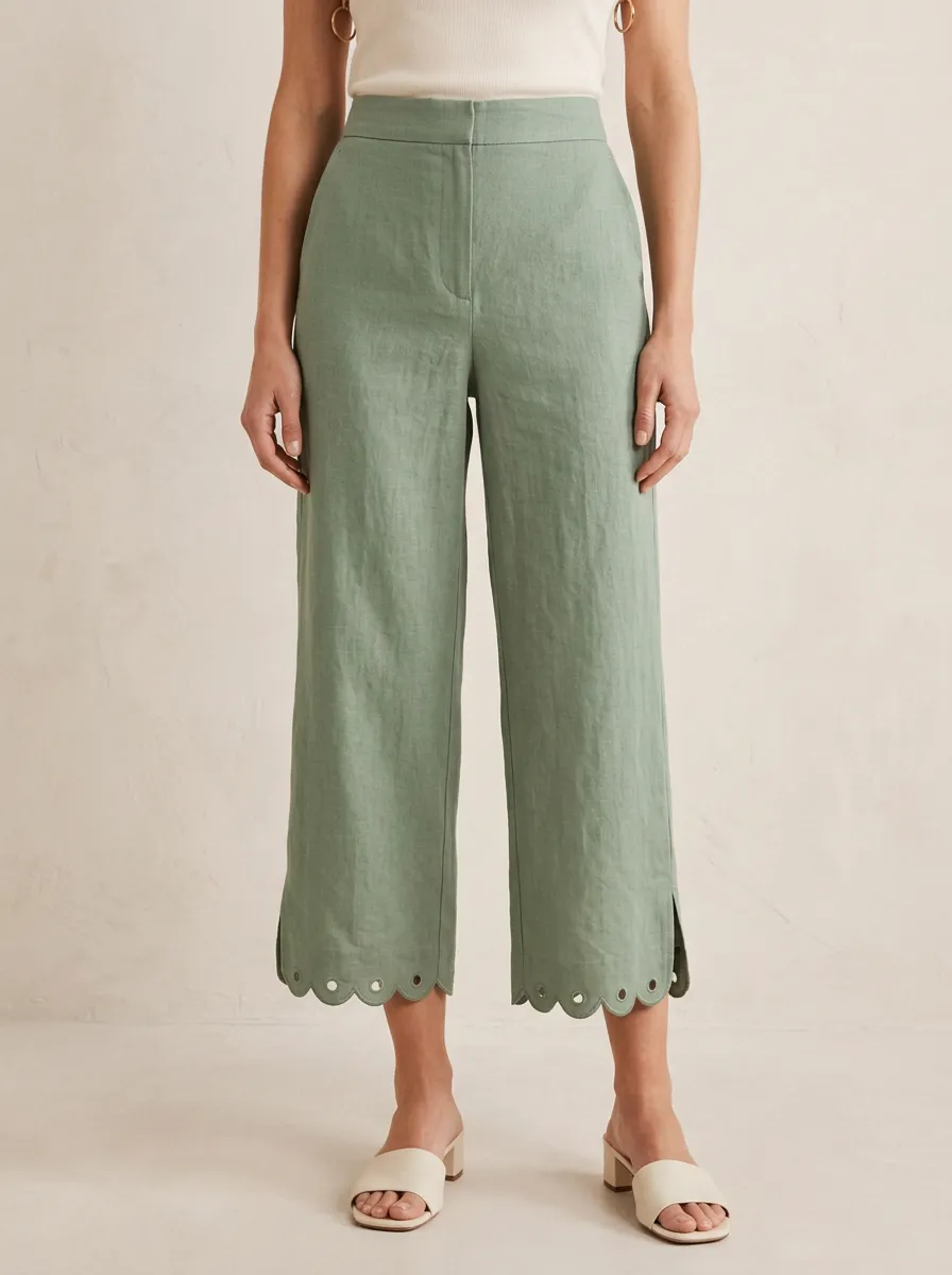 Comfort Linen Blend Street Style Women's Cropped Pants