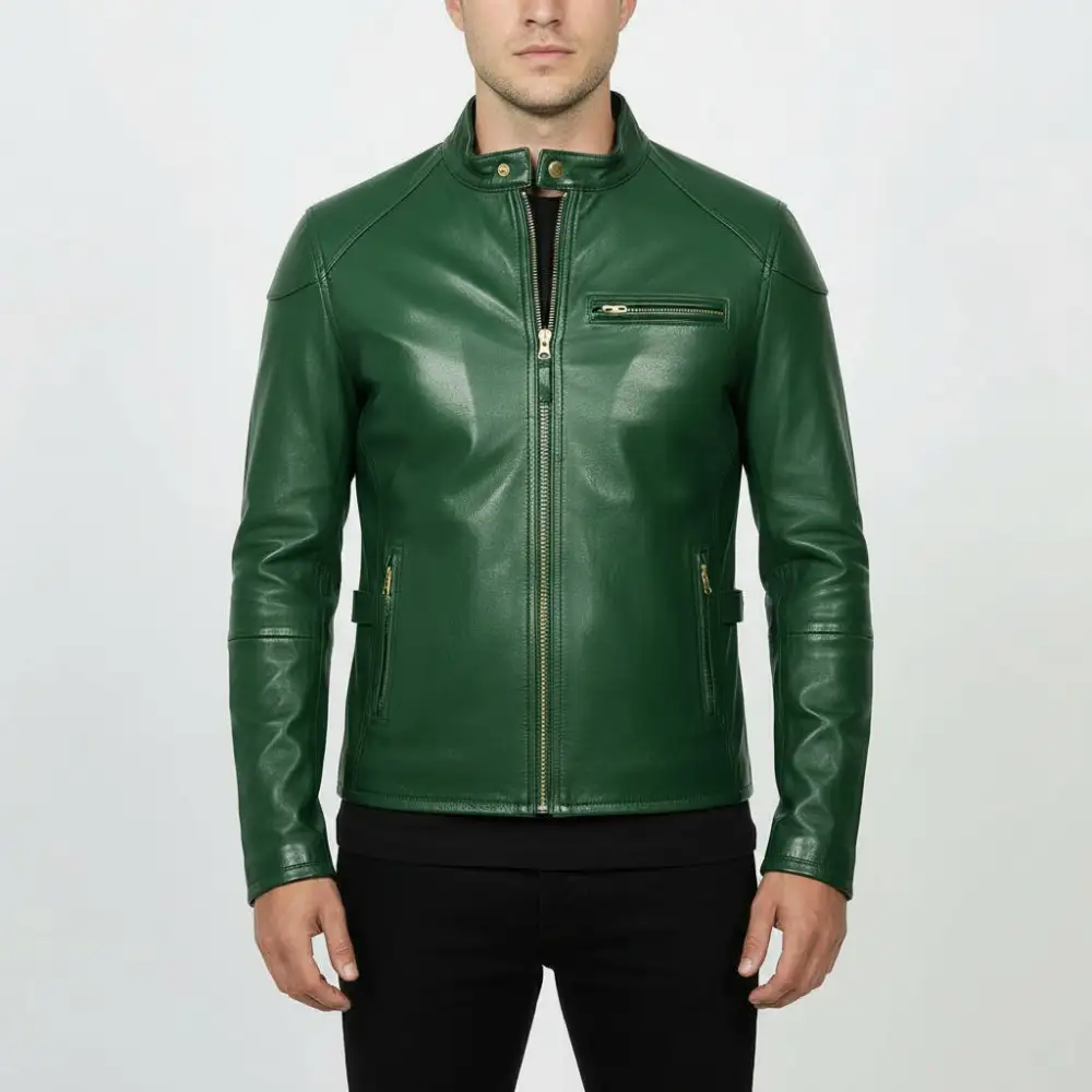 Streamlined Leather Biker Motorcycle Multi Pocket Jacket