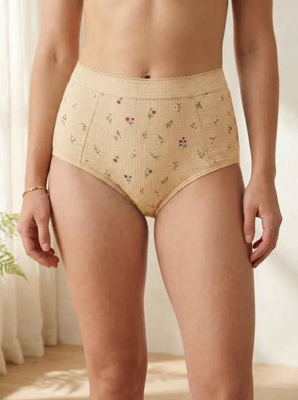 Women's Cottagecore Floral Daisy Printed High-Waisted Panties
