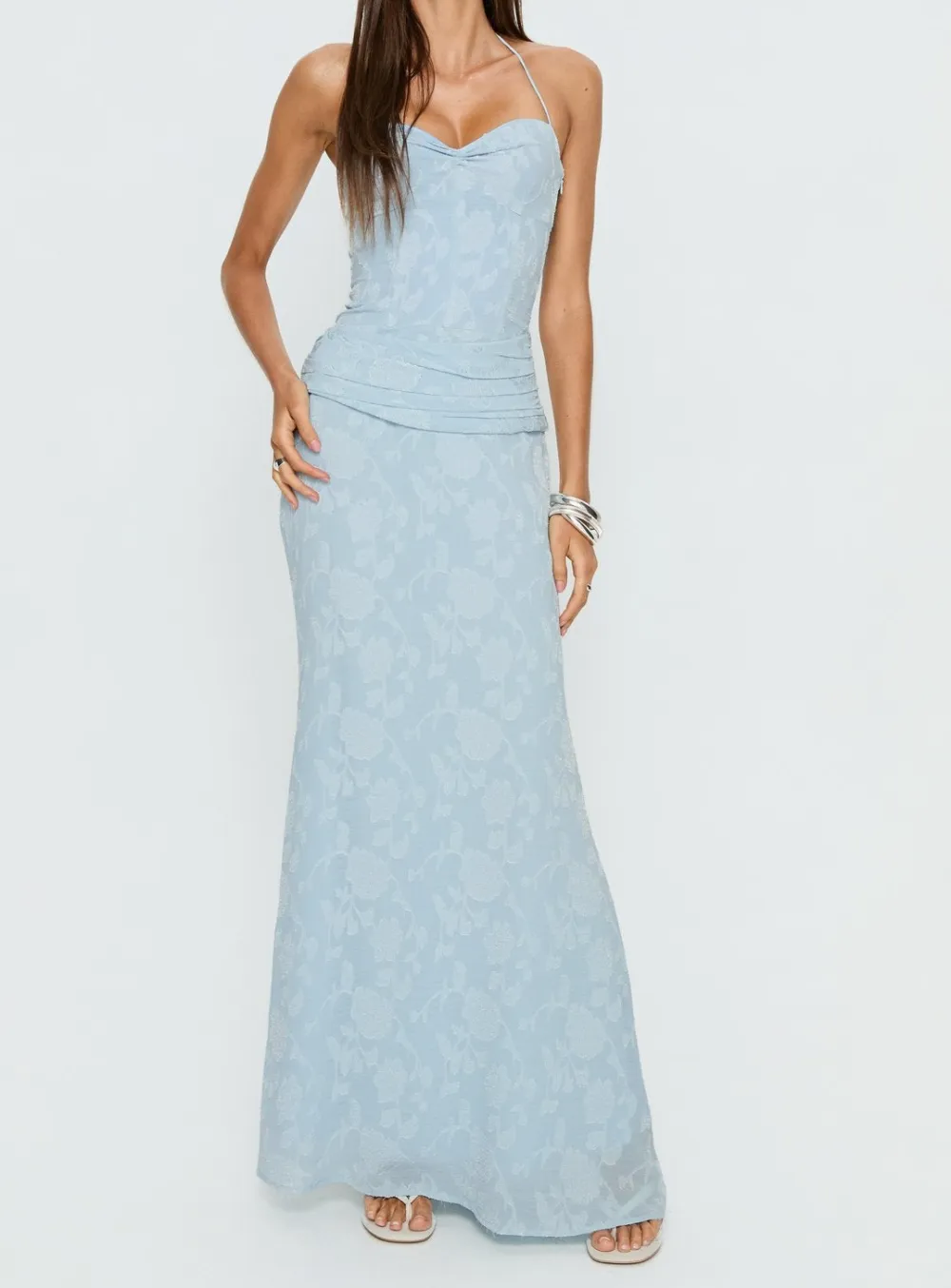 Wide Strap Halter Maxi Dress