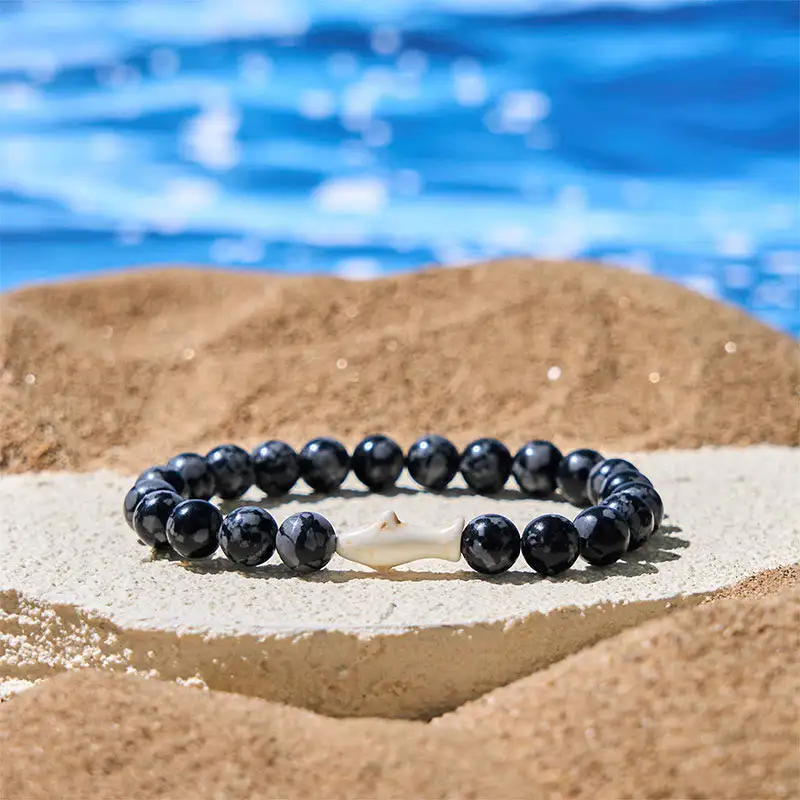 Natural Agate Stone Shark Bracelet