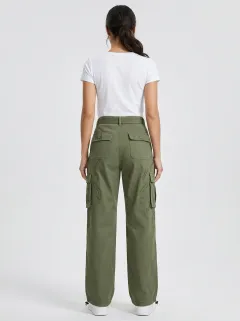 Flexible Embroidered Detail Multi Pocket Edit Women's Multi Pocket Cargo Pants