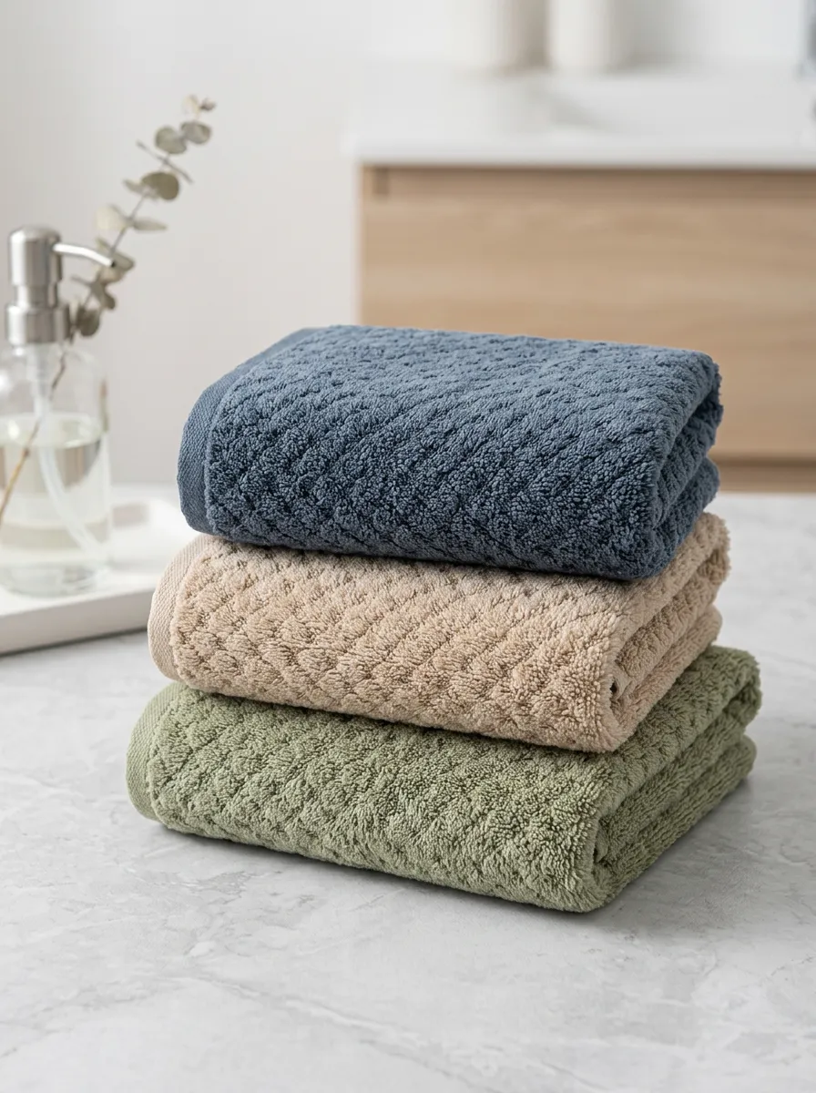 Diamond-Texture Textured Three-Piece Towel Set