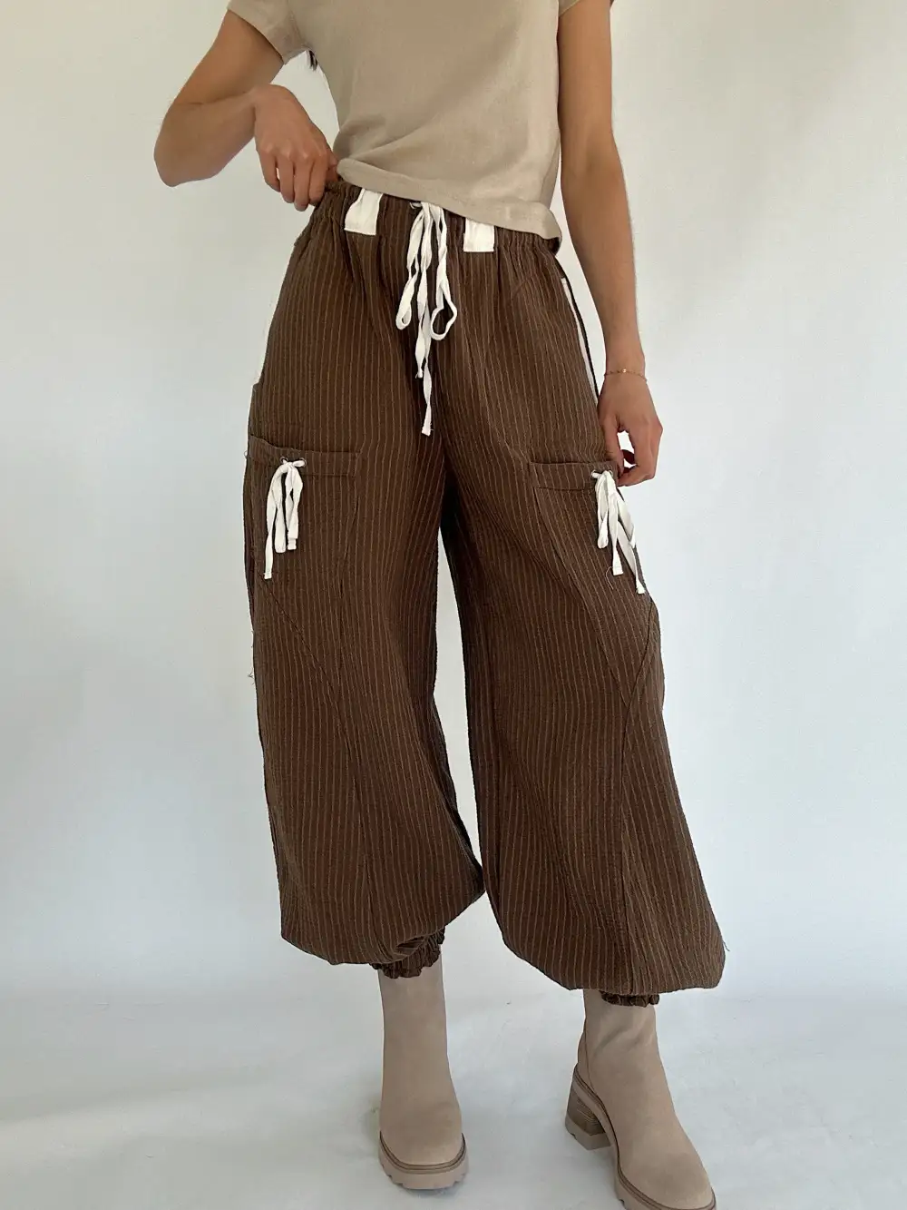 Casual Striped Wide Leg Pants