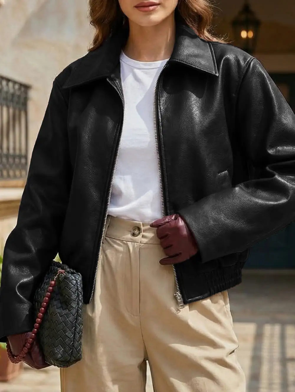 Loose Fitting Motorcycle Leather Jacket
