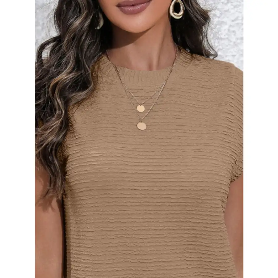 Round Neck Cap Sleeve Mini Dress with Pockets