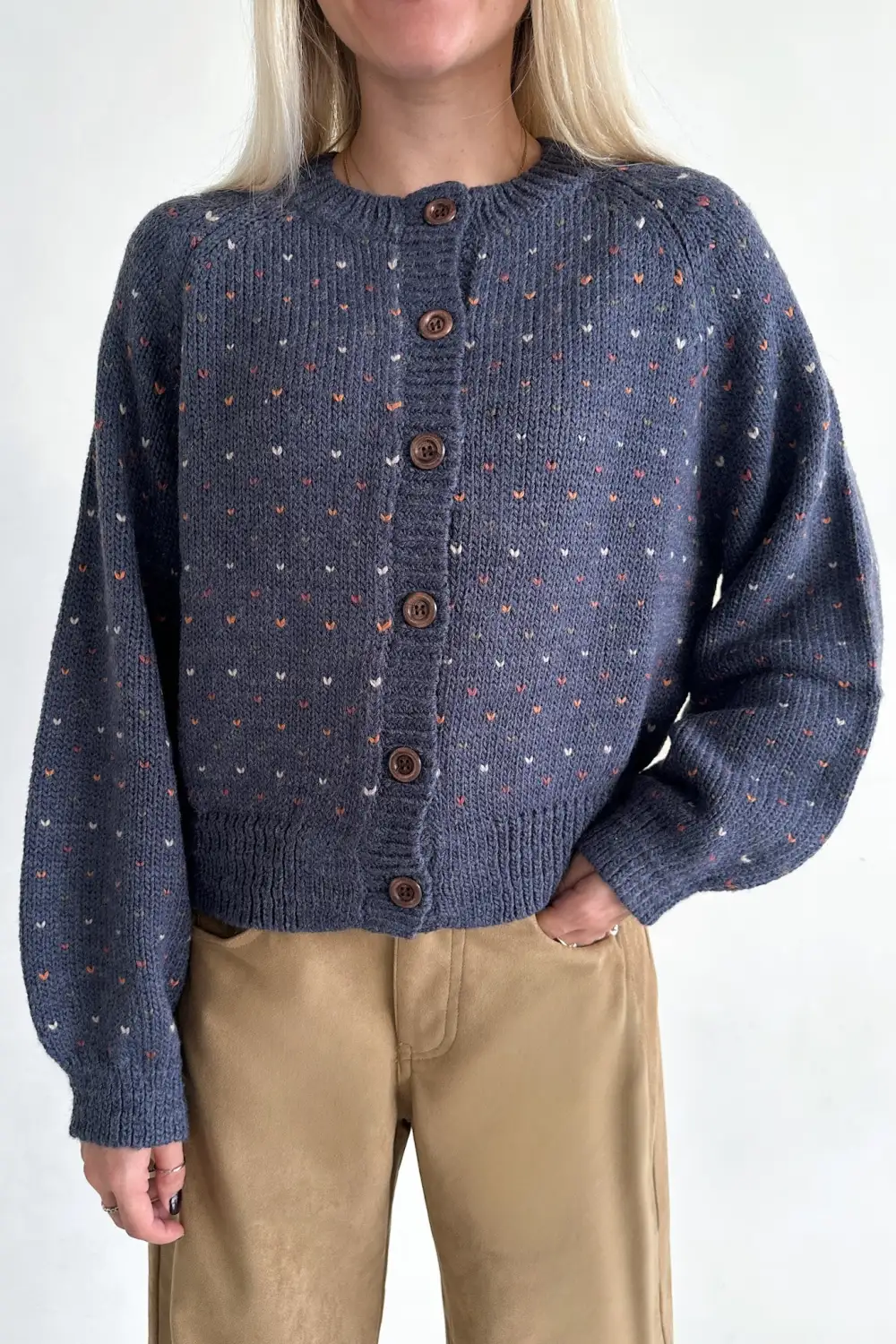 Easy Texture Soft Button Front Cardigan