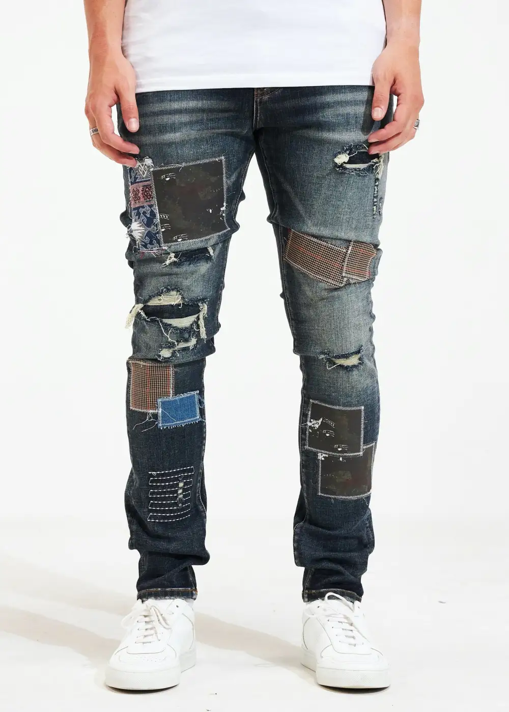 Contrast Patch Accent Jeans