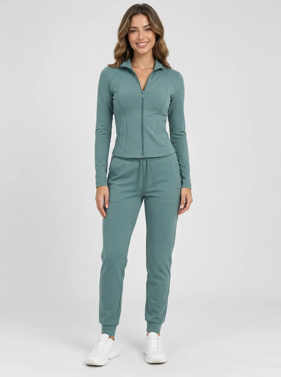 Women's Sage Green Full-Zip Jacket & Jogger Set