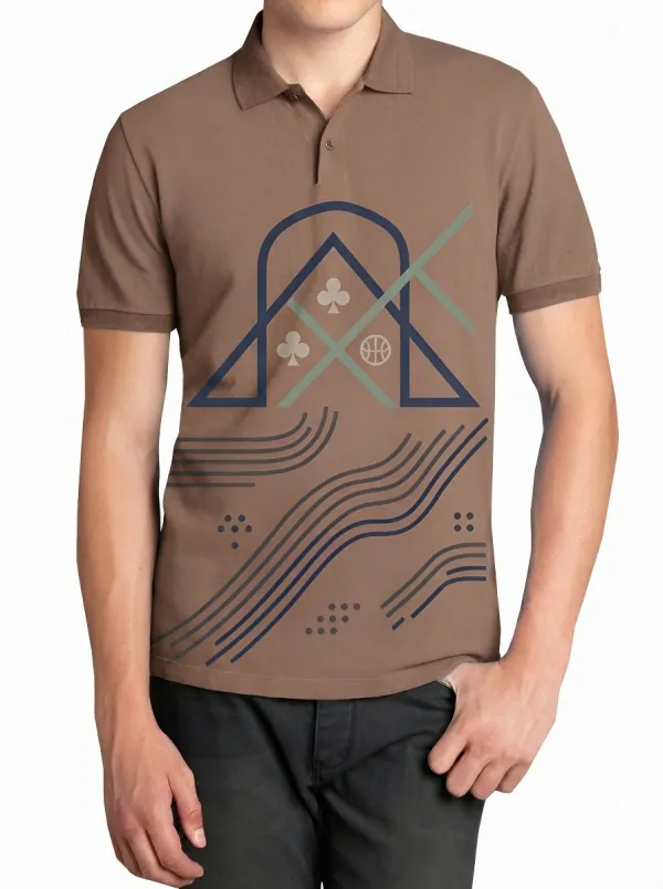 Men's Geometric Abstract Club Card Printed Polo Shirt