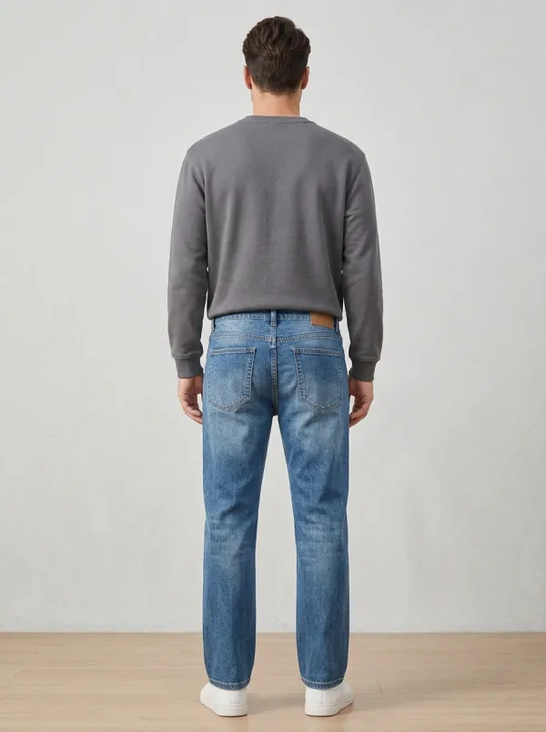 Straight Leg Washed Finish Vintage-Inspired Casual Men's Loose Fit Jeans